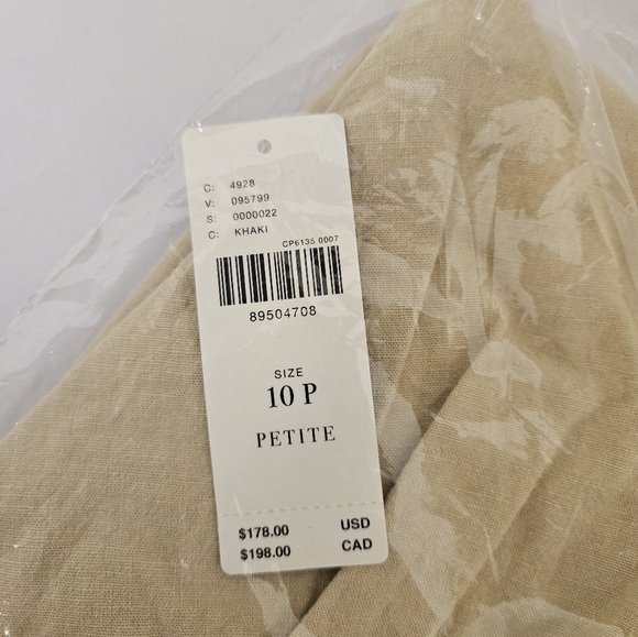 Anthropologie Ruched Slim Midi Dress with Tie Back in Khaki and Orange NWT - Picture 12 of 16